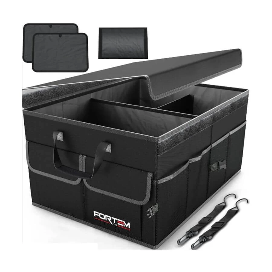 FORTEM Car Trunk Organizer (Black, Standard Size)