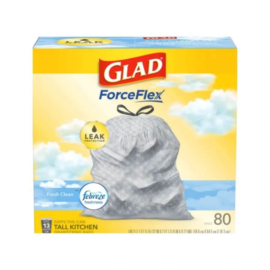 Glad ForceFlex Tall Kitchen Drawstring Trash Bags – 13 Gallon Trash Bag